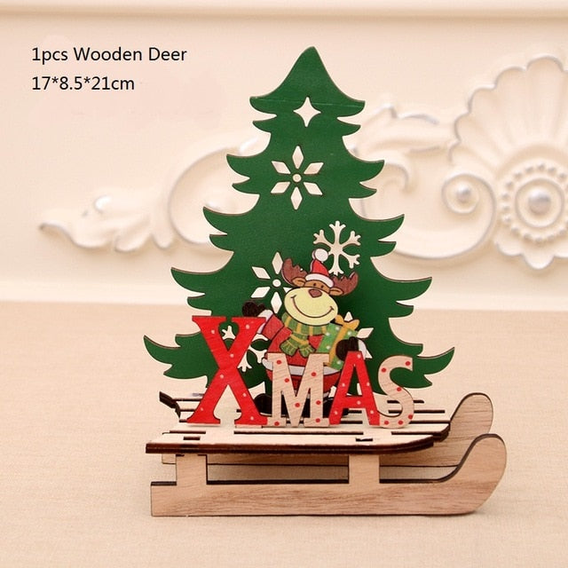 Merry Christmas Santa Claus Wooden Pendants Ornaments for Xmas Christmas Snowman Elk Ornament Christmas Tree Decoration for Home