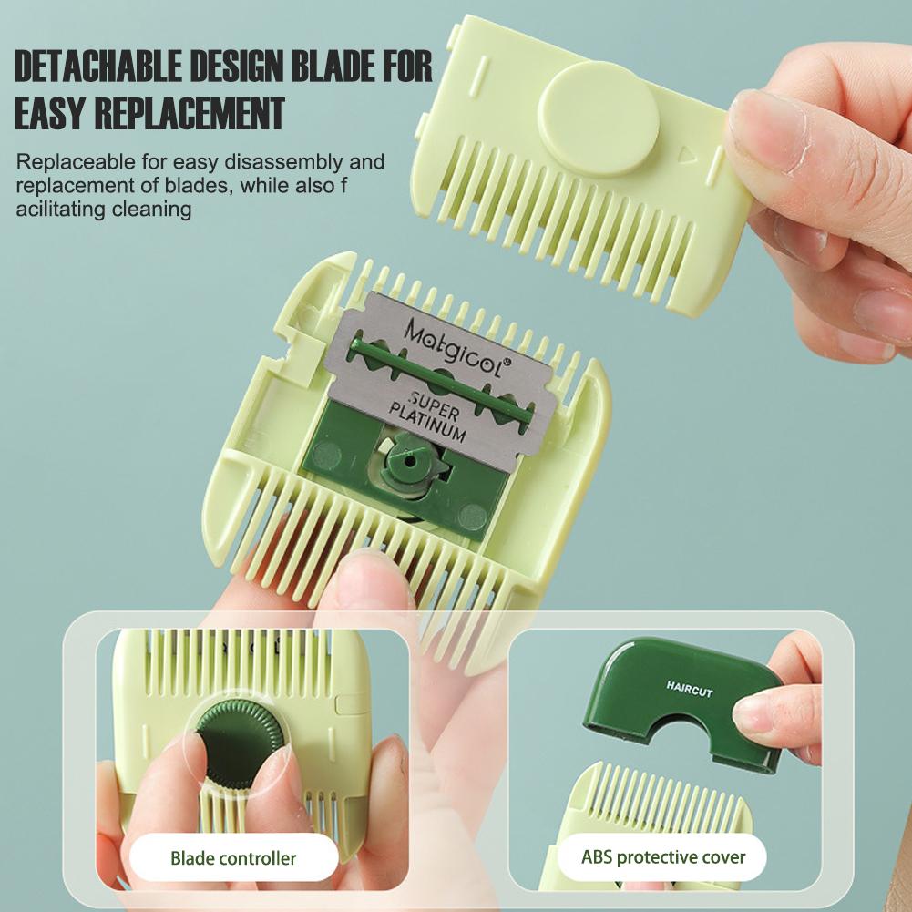 2 In 1 Hair Trimmer Bangs Trimmer Mini Manual Hair Trimmer Comb Hair Razor Comb Cutter Portable Hair Cutting Comb Haircut Tool