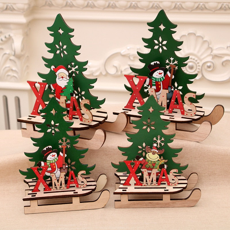 Merry Christmas Santa Claus Wooden Pendants Ornaments for Xmas Christmas Snowman Elk Ornament Christmas Tree Decoration for Home