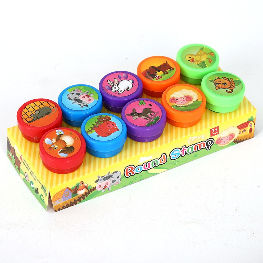 10 Pcs Childrens Day Toy Stamp Set Creative Stationery Cartoon Cute Stamp Childrens Dinosaur Stamp