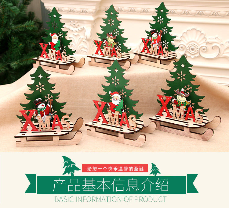 Merry Christmas Santa Claus Wooden Pendants Ornaments for Xmas Christmas Snowman Elk Ornament Christmas Tree Decoration for Home
