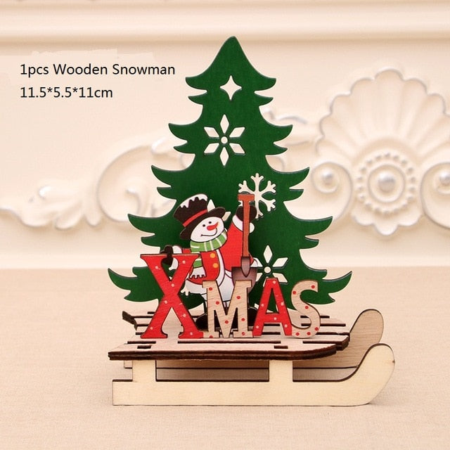 Merry Christmas Santa Claus Wooden Pendants Ornaments for Xmas Christmas Snowman Elk Ornament Christmas Tree Decoration for Home