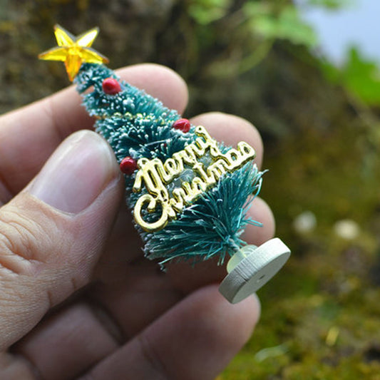 Mini Artificial Christmas Tree Party Ornaments Figurines Miniatures DIY Home Decorations Crafts Gift Small Pine Trees 3*6.5cm