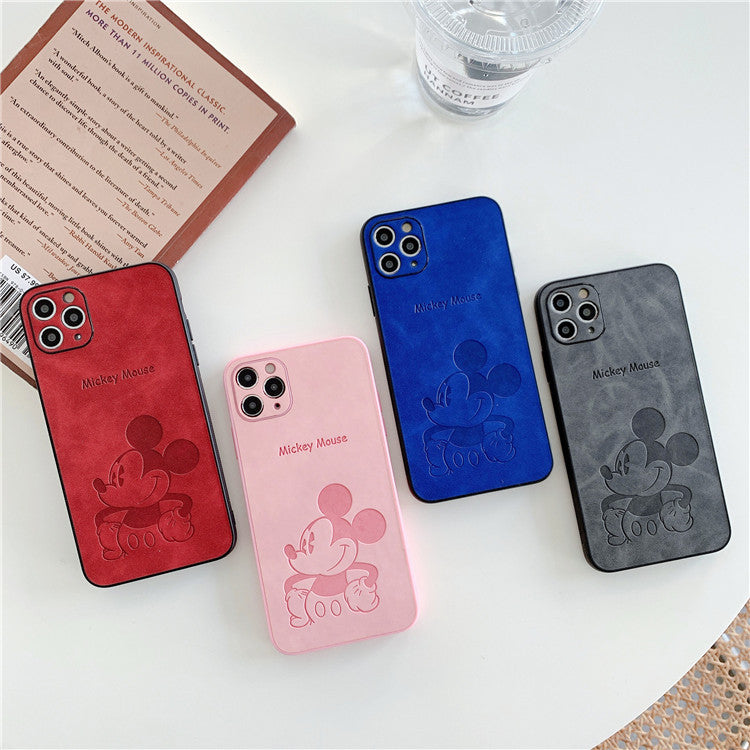 Cartoon sticker for iPhone12/11promax mobile phone shell pressed leather Mickey Apple soft case
