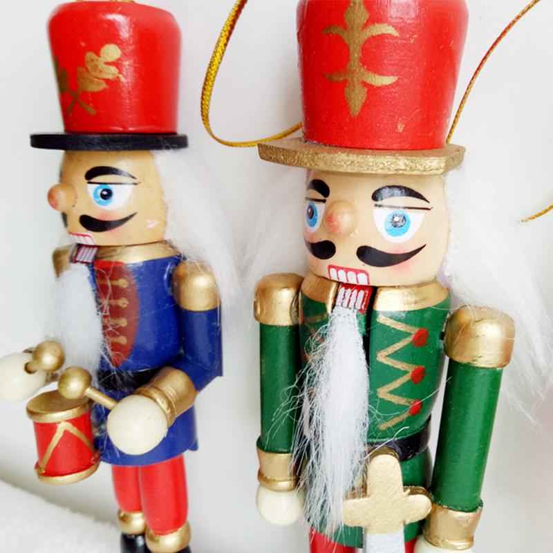 6-piece Decorative Pendant Props Christmas Tree Hanging Decorations Nutcracker Shape Wooden Soldier Puppet 9CM Tin Toy Supplies