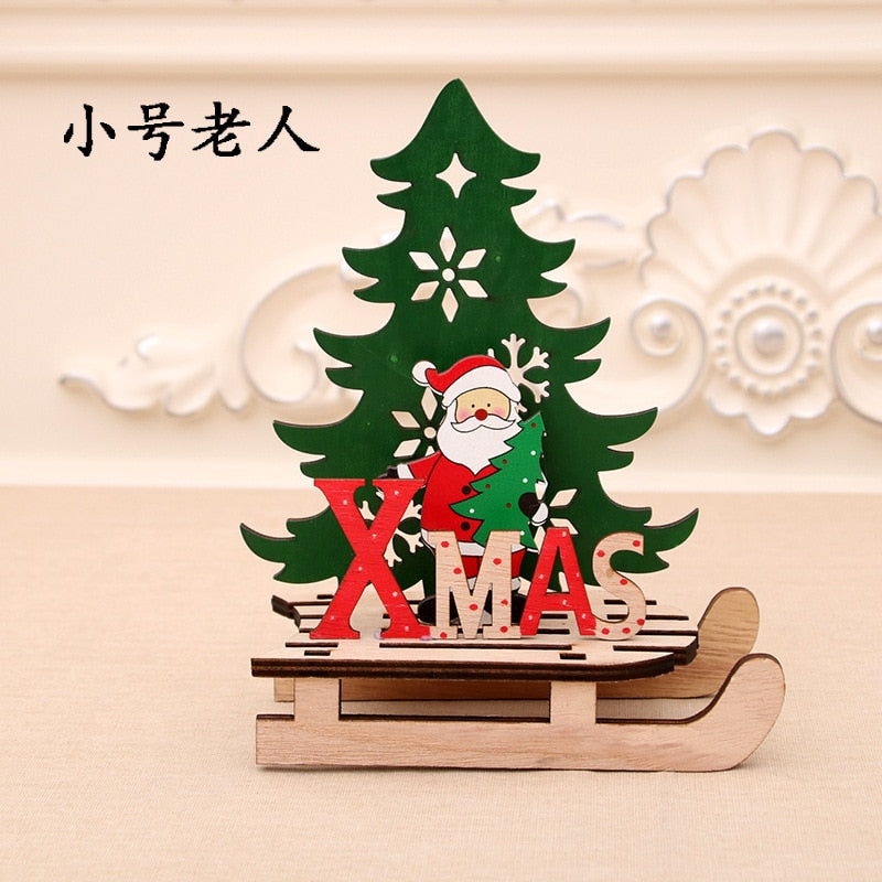 Merry Christmas Santa Claus Wooden Pendants Ornaments for Xmas Christmas Snowman Elk Ornament Christmas Tree Decoration for Home