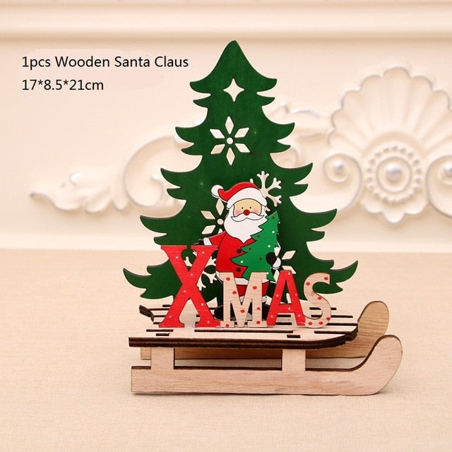 Merry Christmas Santa Claus Wooden Pendants Ornaments for Xmas Christmas Snowman Elk Ornament Christmas Tree Decoration for Home