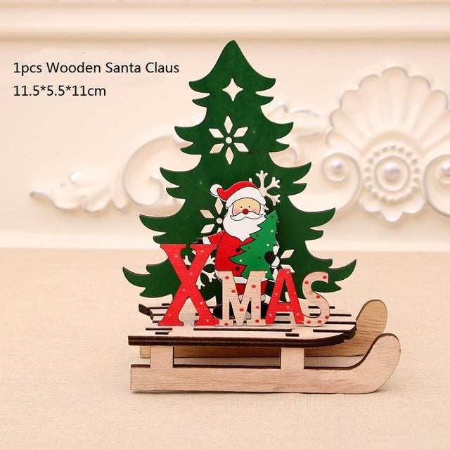 Merry Christmas Santa Claus Wooden Pendants Ornaments for Xmas Christmas Snowman Elk Ornament Christmas Tree Decoration for Home