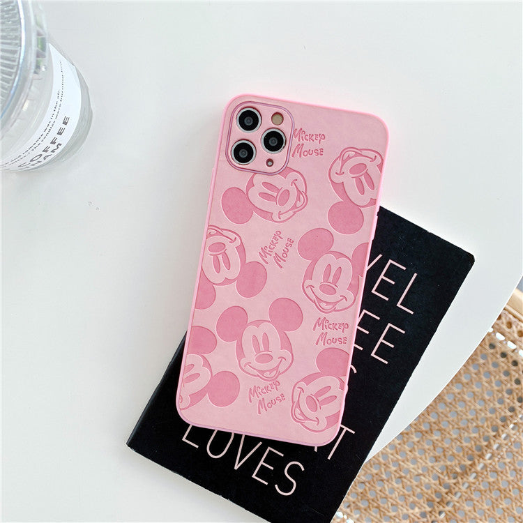 Cartoon sticker for iPhone12/11promax mobile phone shell pressed leather Mickey Apple soft case