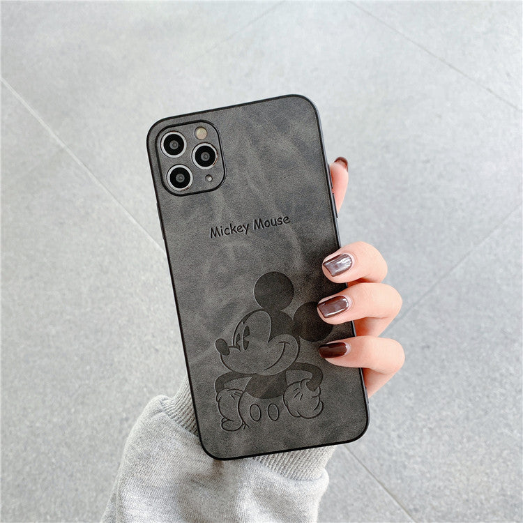 Cartoon sticker for iPhone12/11promax mobile phone shell pressed leather Mickey Apple soft case