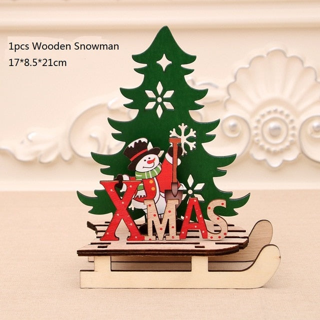 Merry Christmas Santa Claus Wooden Pendants Ornaments for Xmas Christmas Snowman Elk Ornament Christmas Tree Decoration for Home