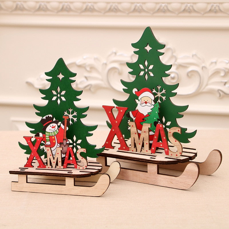 Merry Christmas Santa Claus Wooden Pendants Ornaments for Xmas Christmas Snowman Elk Ornament Christmas Tree Decoration for Home