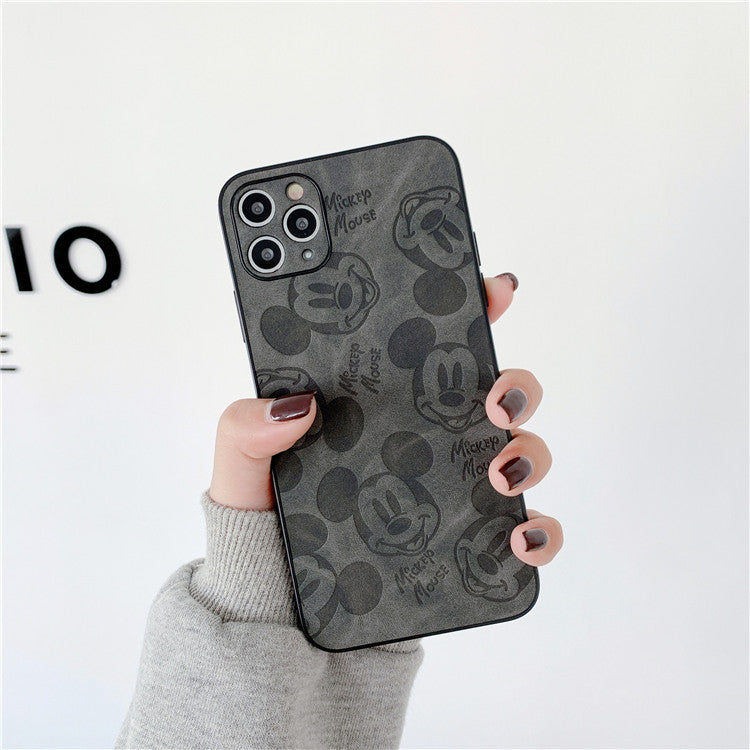 Cartoon sticker for iPhone12/11promax mobile phone shell pressed leather Mickey Apple soft case