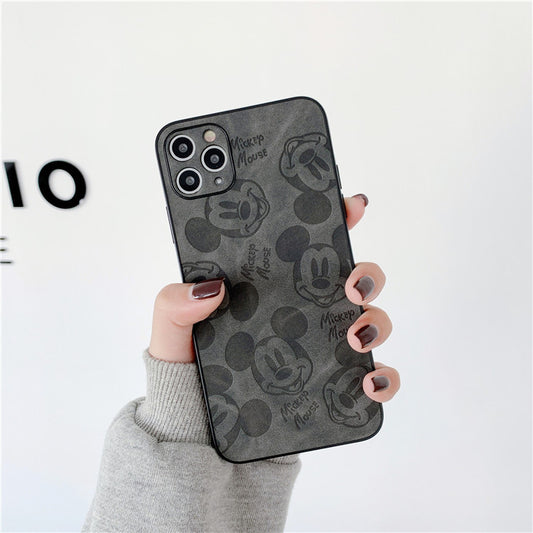 Cartoon sticker for iPhone12/11promax mobile phone shell pressed leather Mickey Apple soft case