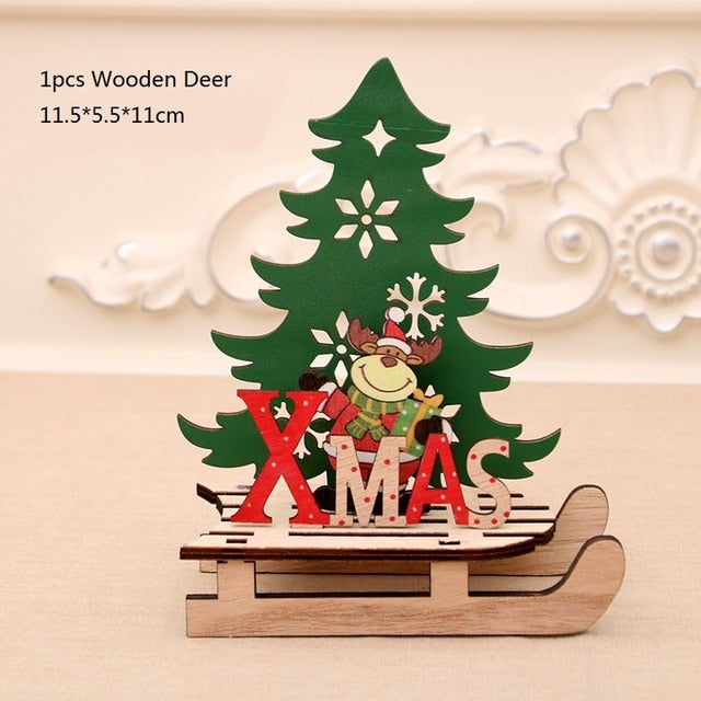 Merry Christmas Santa Claus Wooden Pendants Ornaments for Xmas Christmas Snowman Elk Ornament Christmas Tree Decoration for Home