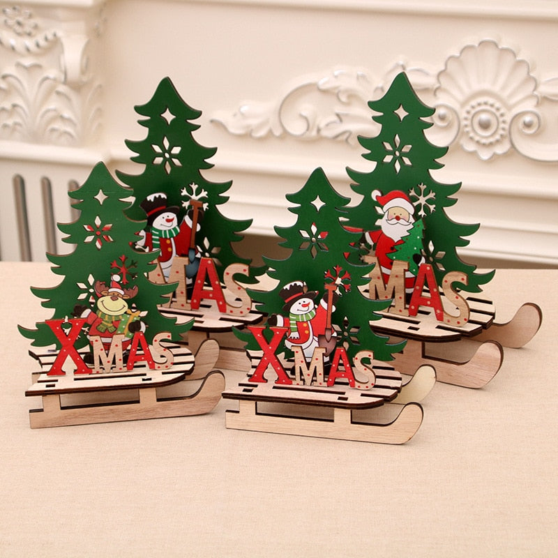 Merry Christmas Santa Claus Wooden Pendants Ornaments for Xmas Christmas Snowman Elk Ornament Christmas Tree Decoration for Home