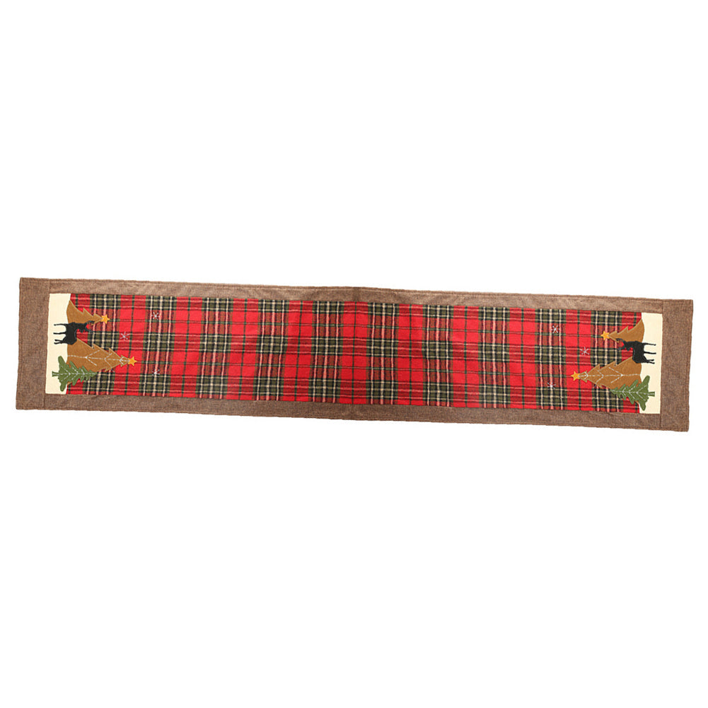 Christmas Tree Elk Printed Lattice Tablecloth Table Mat Cover Festival Decor tree and elk make your Christmas partys full loves