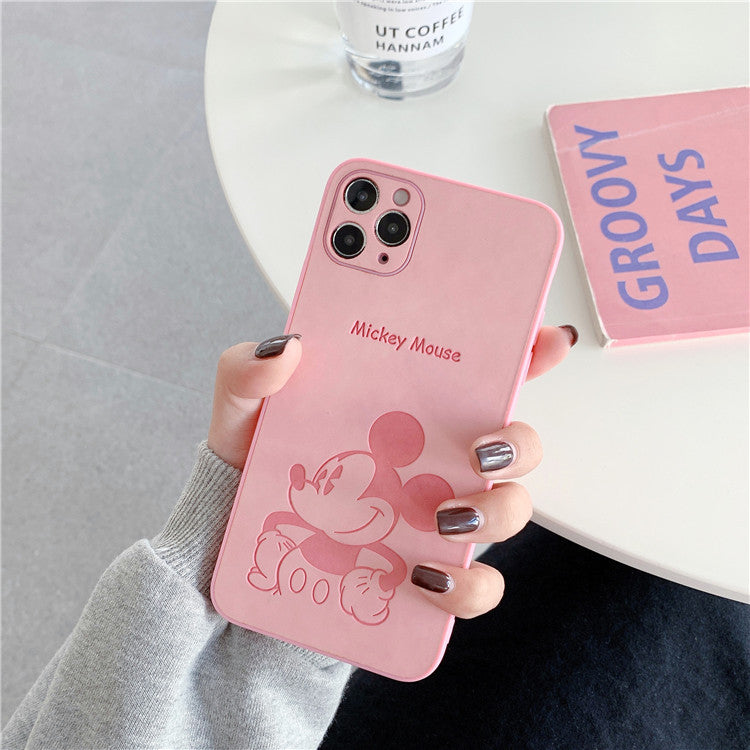 Cartoon sticker for iPhone12/11promax mobile phone shell pressed leather Mickey Apple soft case