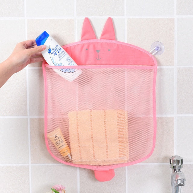 Baby Shower Bath Toys Duck Little Frog Rabbit Baby Kid Toy Storage Mesh with Strong Suction Cups Toy Bag Net Bathroom Organizer